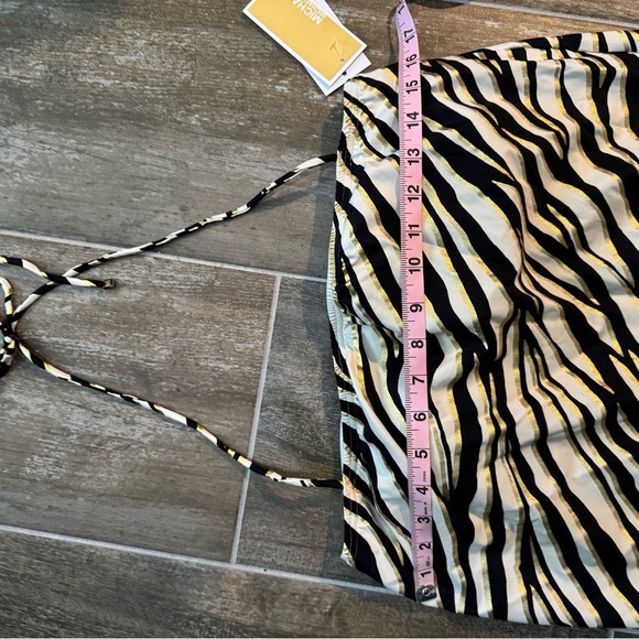 Michael Kors Zebra Print Bikini Top - Black, White, Gold - Picture 7 of 9